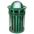 Ornate Outdoor Trash Receptacle, Dome Top - Green