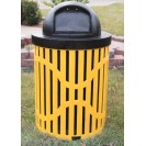 Trash Receptacle, Ribbed Steel - 32 Gallon Commercial Trash Receptacles
