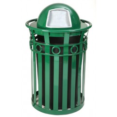 Ornate Outdoor Trash Receptacle, Dome Top - Green