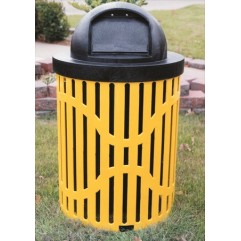 Trash Receptacle, Ribbed Steel - 32 Gallon Commercial Trash Receptacles