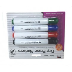 DRY ERASE MARKERS BARREL STYLE 4PK