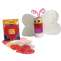 Doilies White & Red Hearts 24 Each