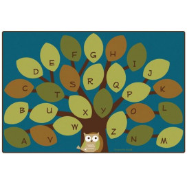 Owl-phabet Tree Classroom Rug | earth-tone colored classroom rug | ABC Rugs