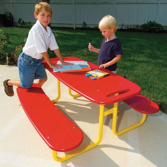 Kids Plastic Picnic Table Extra Durable 2 000lb Weight Limit