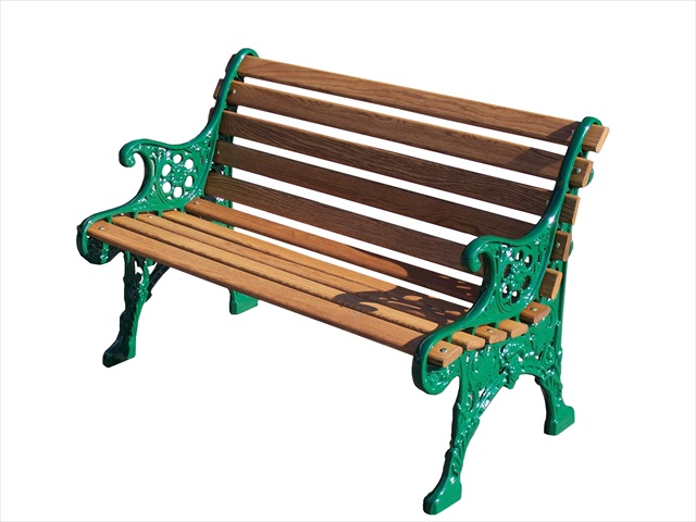 4 Foot Oak Bench with Green Frame BYO Playground